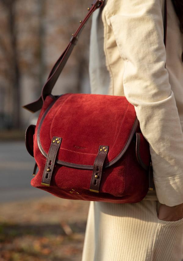 Rose & Lini JÉRÔME DREYFUSS “STAN L” BURGUNDY SHOULDER BAG Spedizione Gratuita