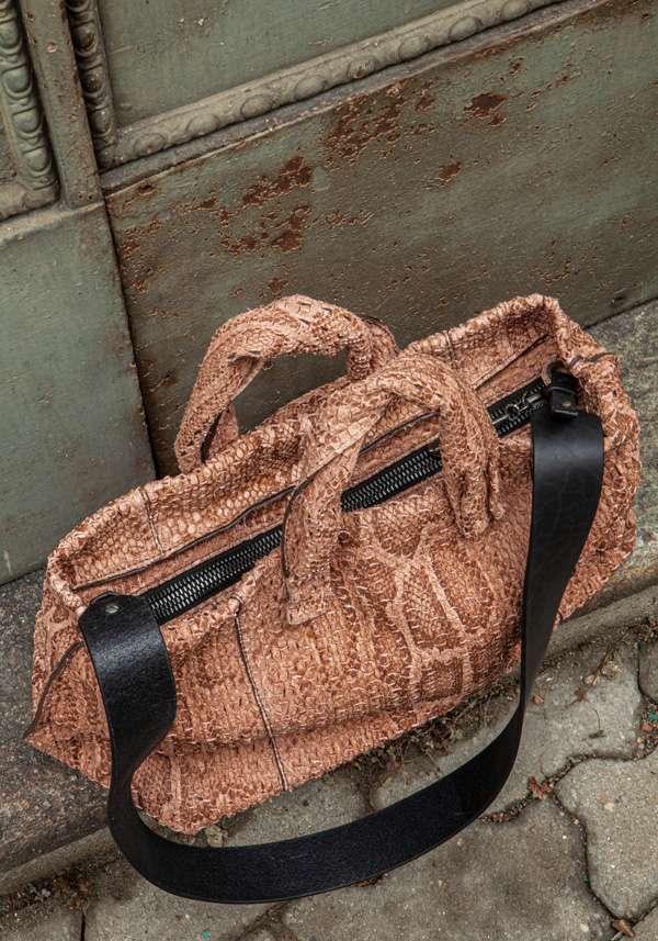 Rose & Lini SIMONA TAGLIAFERRI NUDE PYTHON SOFT BAG Consegna Veloce