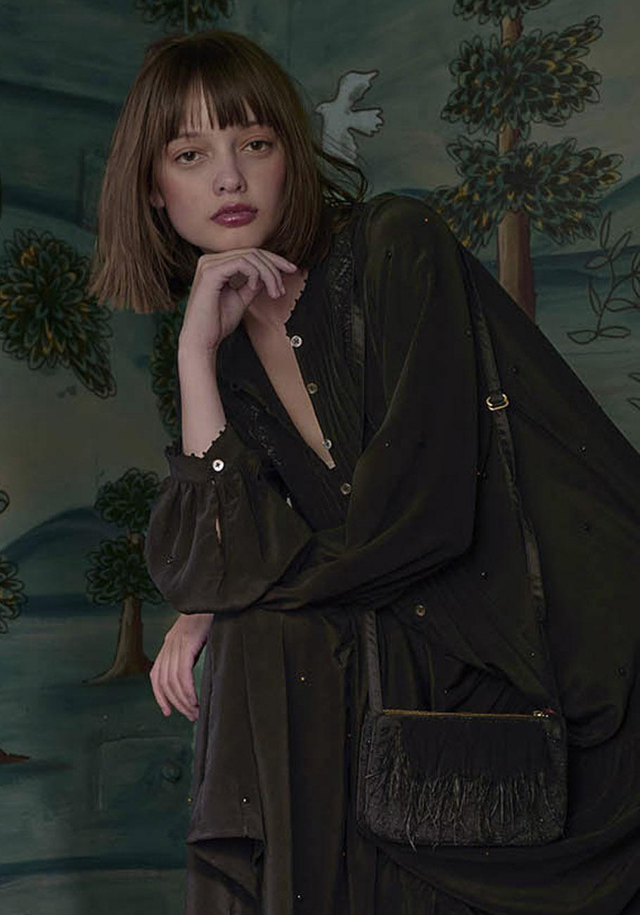 Rose & Lini AN AN LONDREE SILK “DOUBLE BAG WFO” BLACK Promozione Limitata