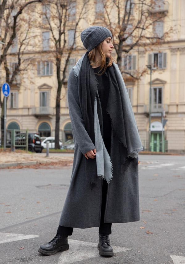 Rose & Lini MIRROR IN THE SKY CASHMERE “OPEN KNITTED DEGRADEE” FUSION & GRANITE Ritorno libero