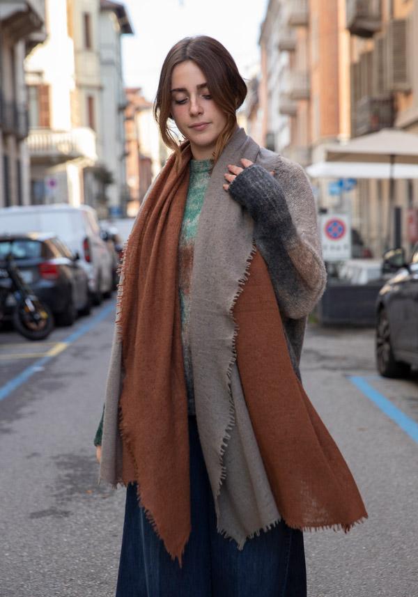 Rose & Lini MIRROR IN THE SKY CASHMERE “OPEN KNITTED DEGRADEE” HELMET & WILLOW Rilascio limitato