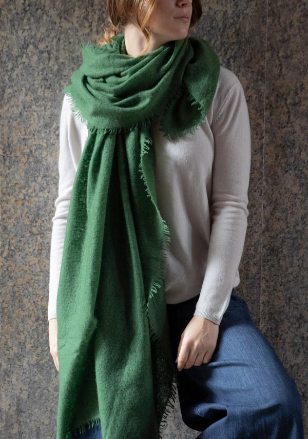 Rose & Lini MIRROR IN THE SKY CASHMERE “OPEN KNITTED” HERB SCARF Ultimi due giorni