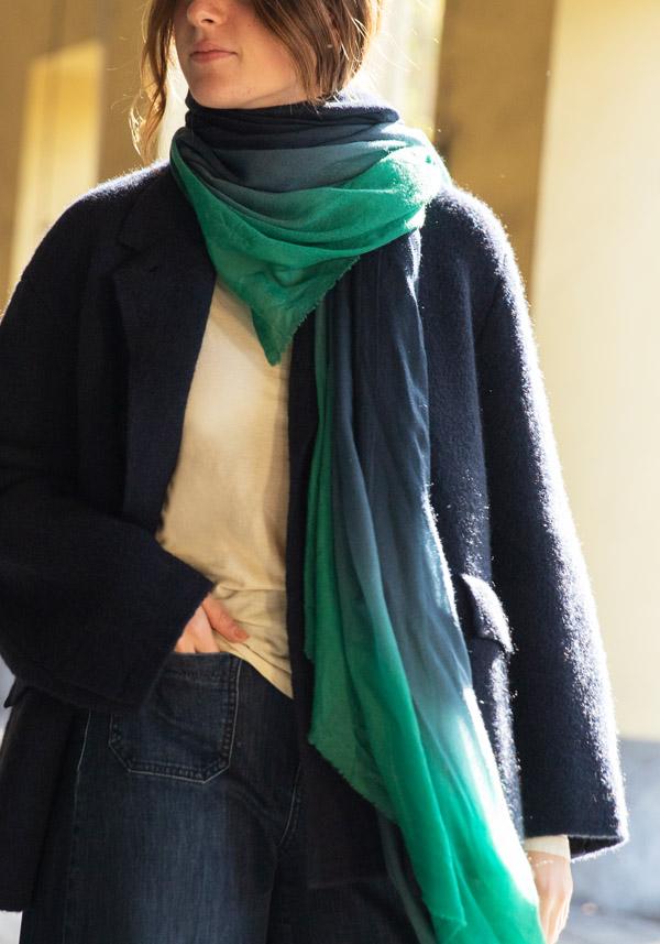 Rose & Lini FALIERO SARTI WOOL & CASHMERE “MARINA” SCARF EMERALD Black Friday Prezzi