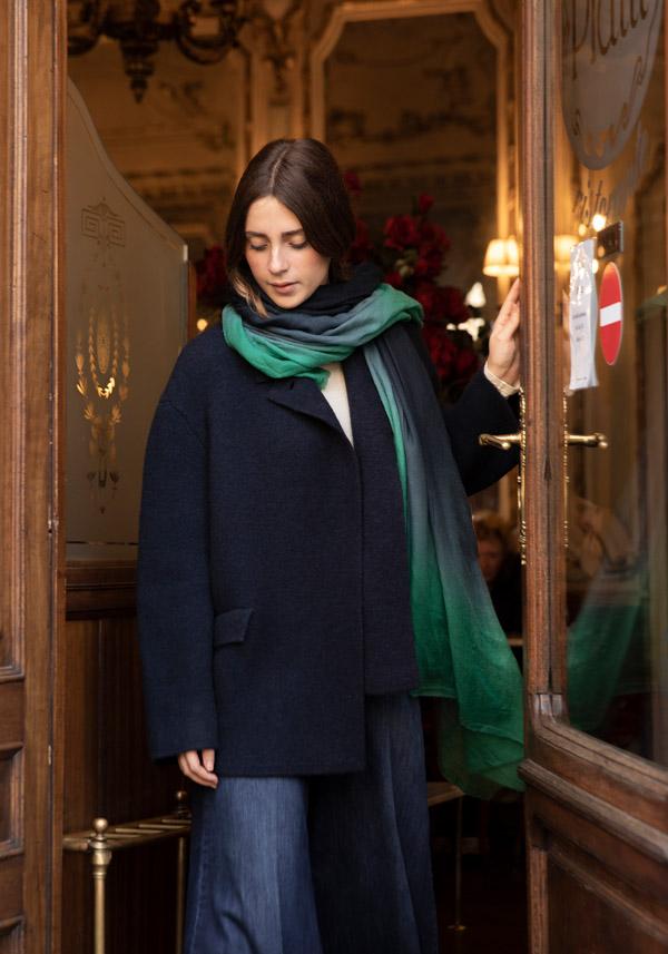 Rose & Lini FALIERO SARTI WOOL & CASHMERE “MARINA” SCARF EMERALD Black Friday Prezzi