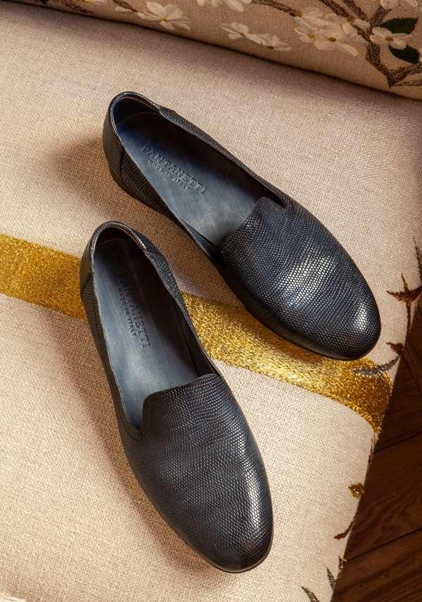 Rose & Lini PANTANETTI INDACO LIZARD “FLAT SHOES 15128” Fino Al -60%