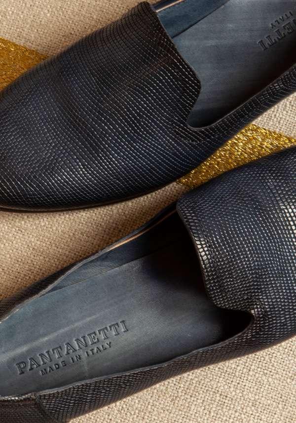 Rose & Lini PANTANETTI INDACO LIZARD “FLAT SHOES 15128” Fino Al -60%