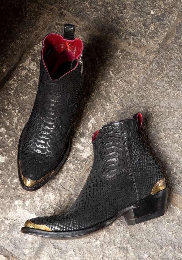 Rose & Lini MEXICANA “LAPAZ MARACAIBO” TEXTURED BLACK ANKLE BOOTS Prezzo Ridotto