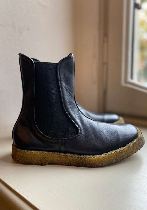 Rose & Lini ROCCO P. “TRONCHETTO 17604” BLACK LEATHER ANKLE BOOTS Convenienza