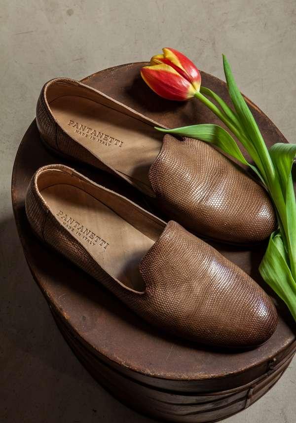 Rose & Lini PANTANETTI BROWN LIZARD “FLAT SHOES 15128” Presa