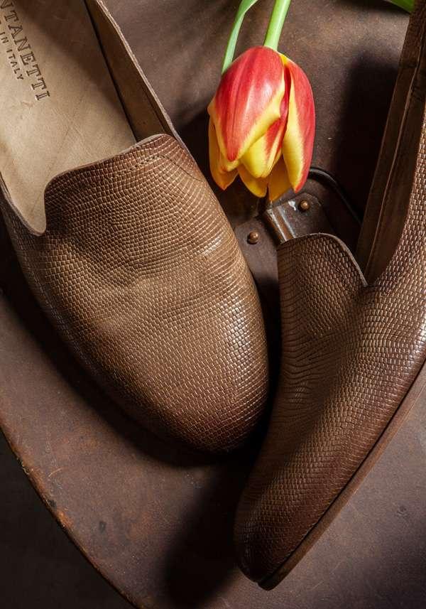 Rose & Lini PANTANETTI BROWN LIZARD “FLAT SHOES 15128” Presa