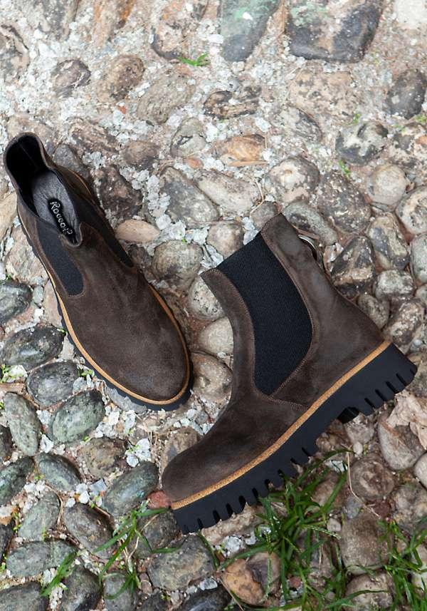 Rose & Lini ROCCO P. “TRONCH 13603” SUEDE CHOCO ANKLE BOOTS Sconto