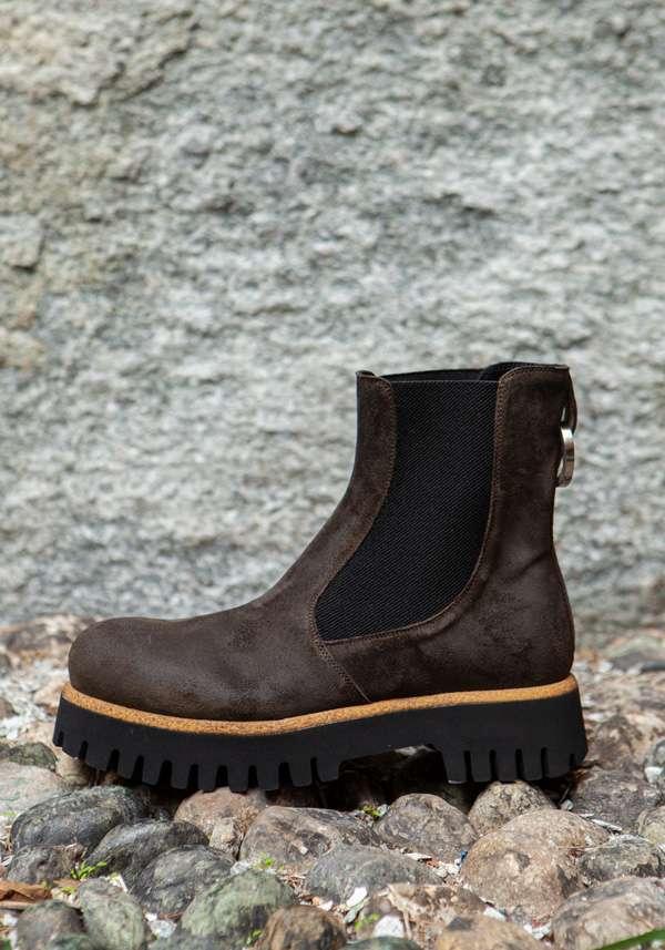 Rose & Lini ROCCO P. “TRONCH 13603” SUEDE CHOCO ANKLE BOOTS Sconto