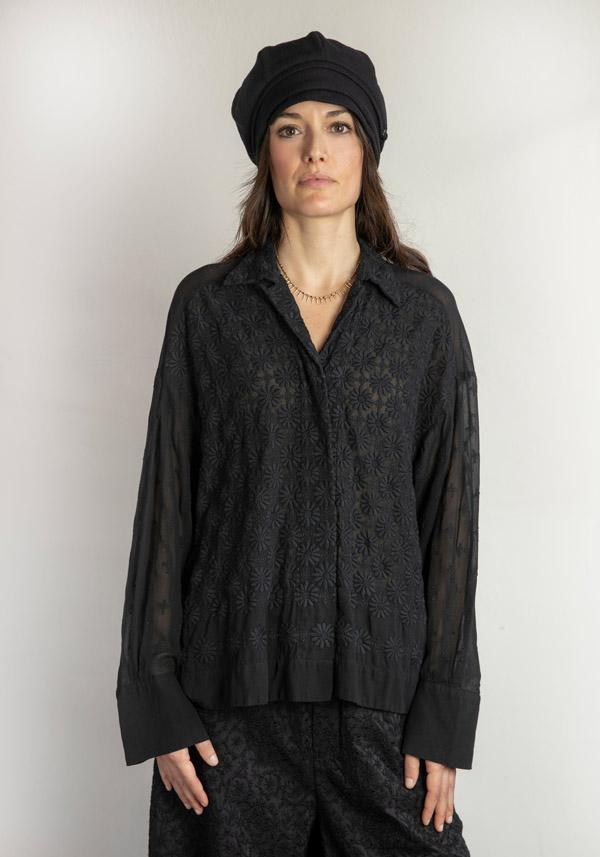 Rose & Lini ANTIPAST CUPRA & COTTON EMBROIDERED “BLOUSE DEBT” BLACK Economico