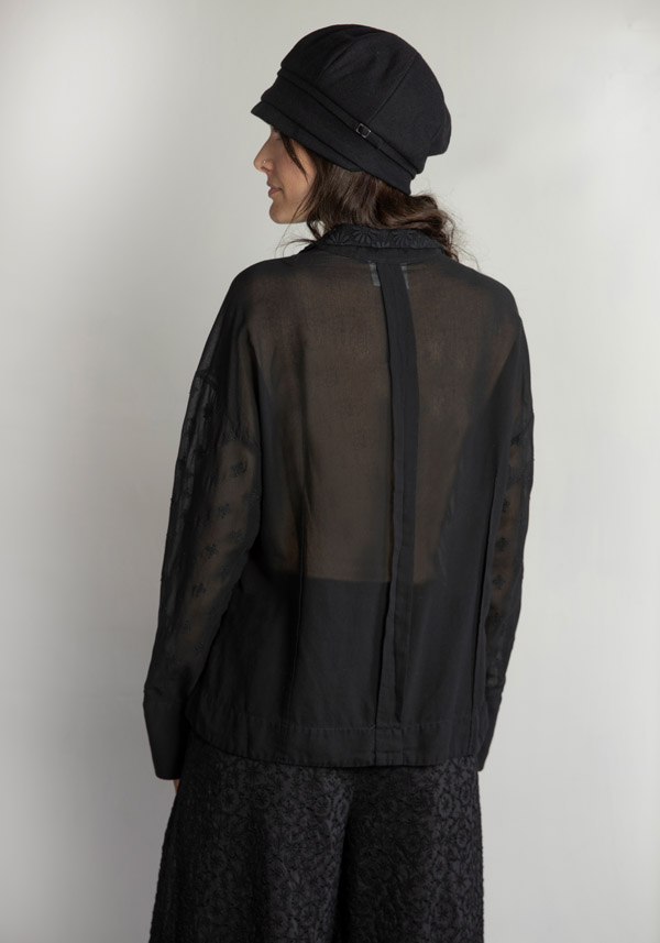 Rose & Lini ANTIPAST CUPRA & COTTON EMBROIDERED “BLOUSE DEBT” BLACK Economico