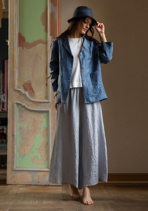 Rose & Lini LINING BLUE & WHITE “SIMEONE” WIDE LEG PANTS In Vendita