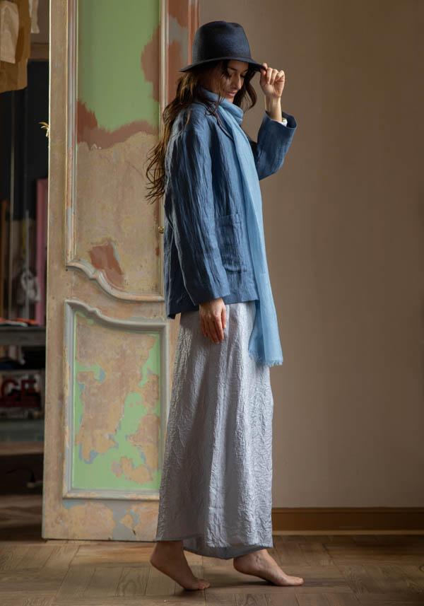 Rose & Lini LINING BLUE & WHITE “SIMEONE” WIDE LEG PANTS In Vendita