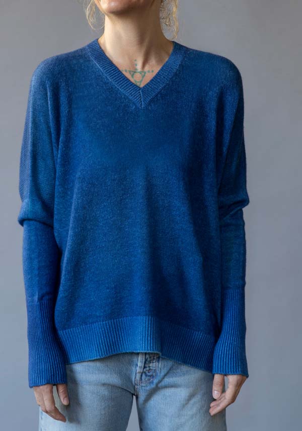 Rose & Lini FISSORE CASHMERE KNIT “MARGHERITA” INDIGO Vendita Economica