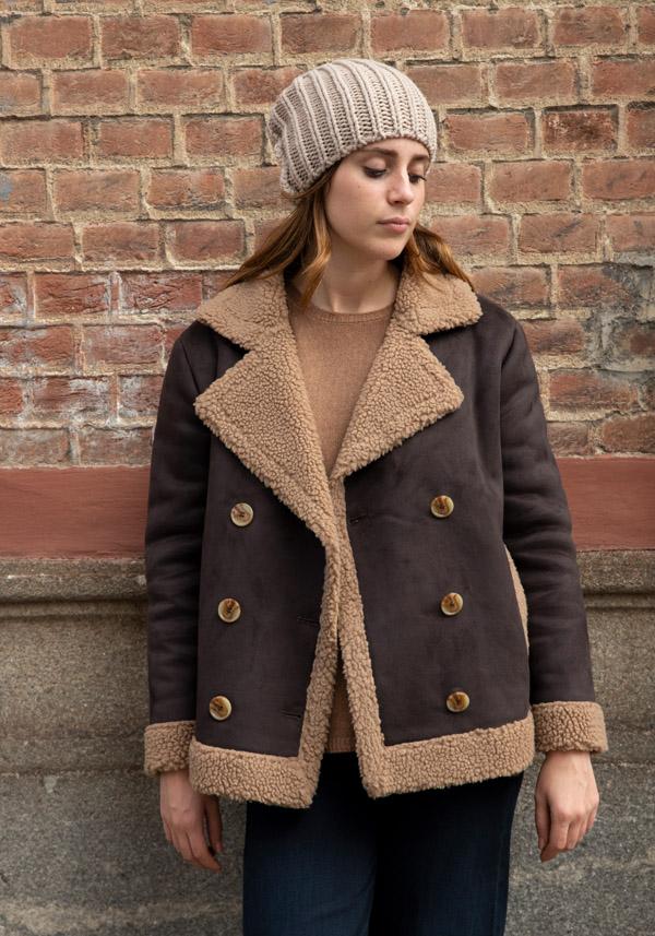 Rose & Lini LEON & LULU “CABAN 6 BUTTON” ESPRESSO & CREAM JACKET Vendite Flash