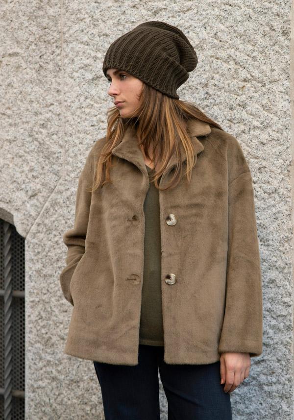 Rose & Lini LEON & LULU “CABAN 2 BUTTONS” FURRY KAKI/GREEN JACKET In Saldo