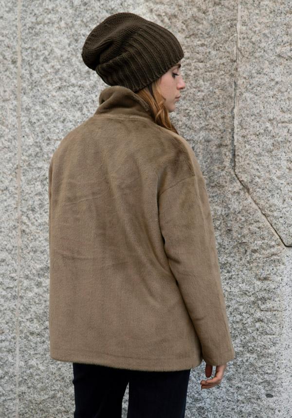 Rose & Lini LEON & LULU “CABAN 2 BUTTONS” FURRY KAKI/GREEN JACKET In Saldo