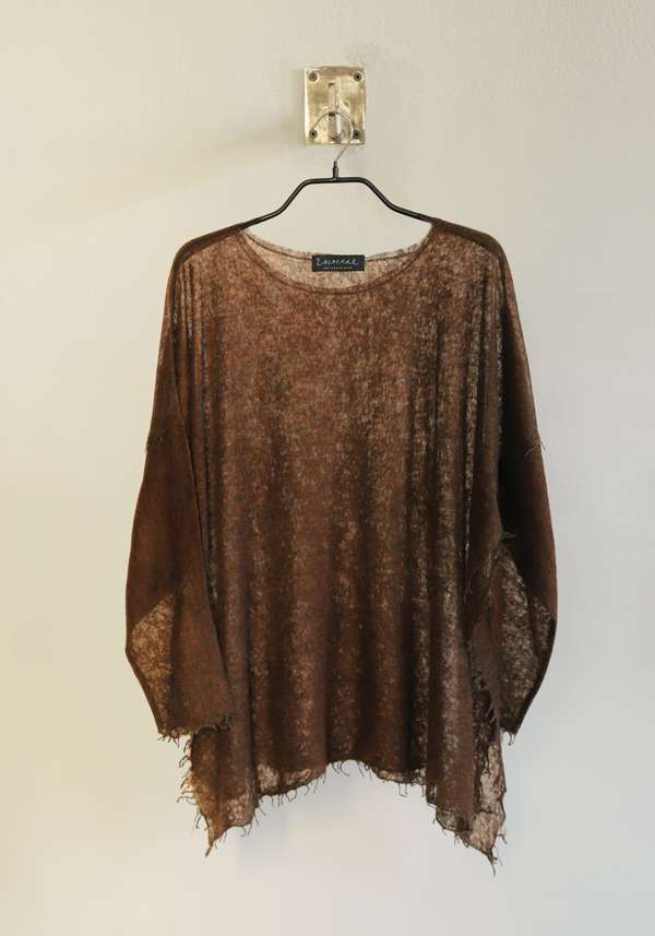 Rose & Lini LALAERRE CASHMERE “FRINGES PONCHO” CHOCOLATE Spedizione gratuita
