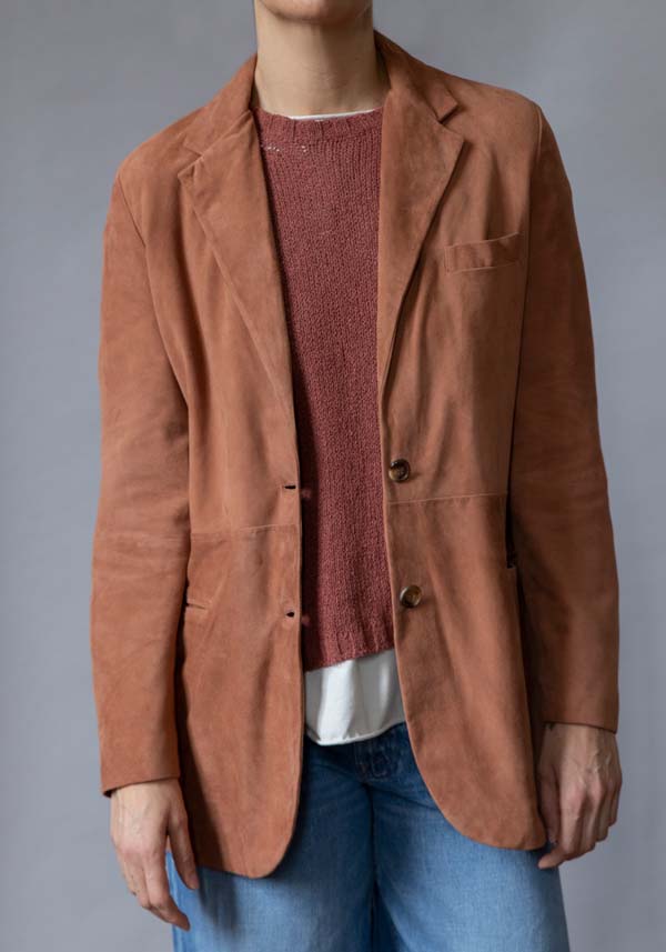 Rose & Lini KILTIE SUEDE LEATHER “LUCAS JACKET” BROWN Offerta San Valentino