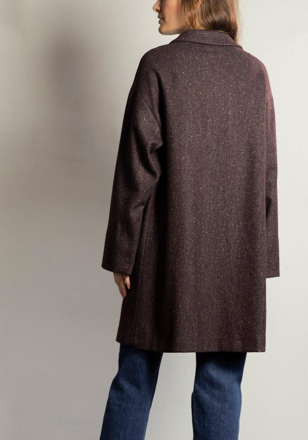 Rose & Lini KILTIE WOOL “PAUL” PLUM COAT Vendita calda