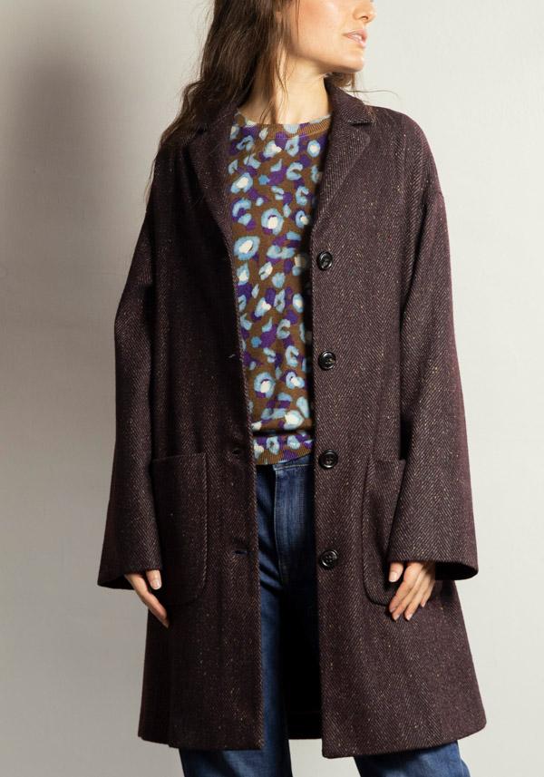 Rose & Lini KILTIE WOOL “PAUL” PLUM COAT Vendita calda