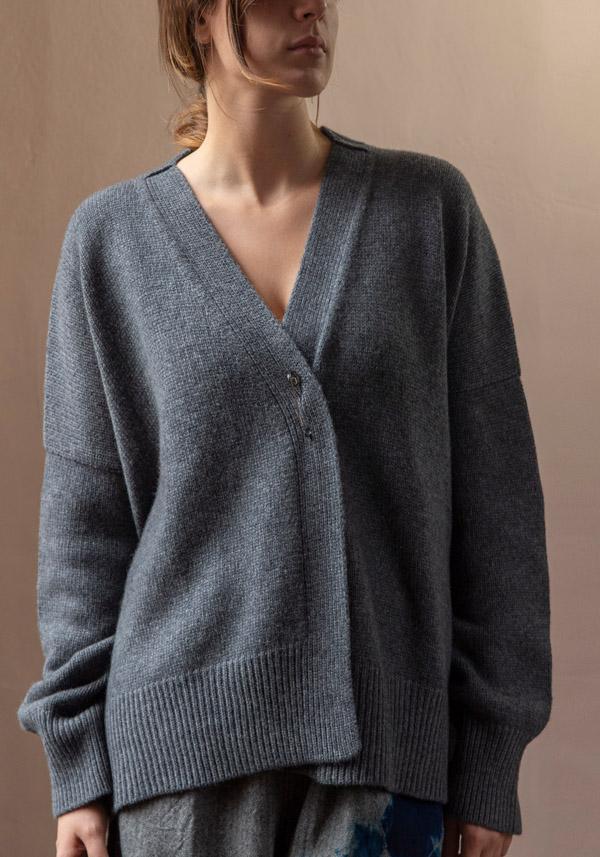 Rose & Lini OYUNA CASHMERE “CARDIGAN AIRE” SLATE GREY Latest fashion