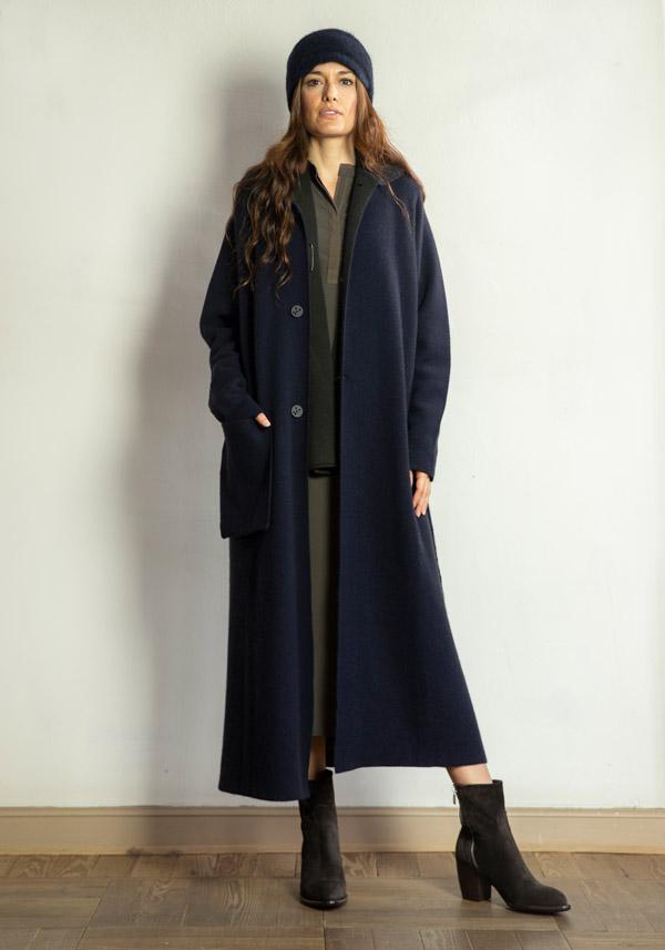 Rose & Lini OYUNA REVERSIBLE CASHMERE “COAT OLAMU” FOREST & OCEAN Offerte esclusive