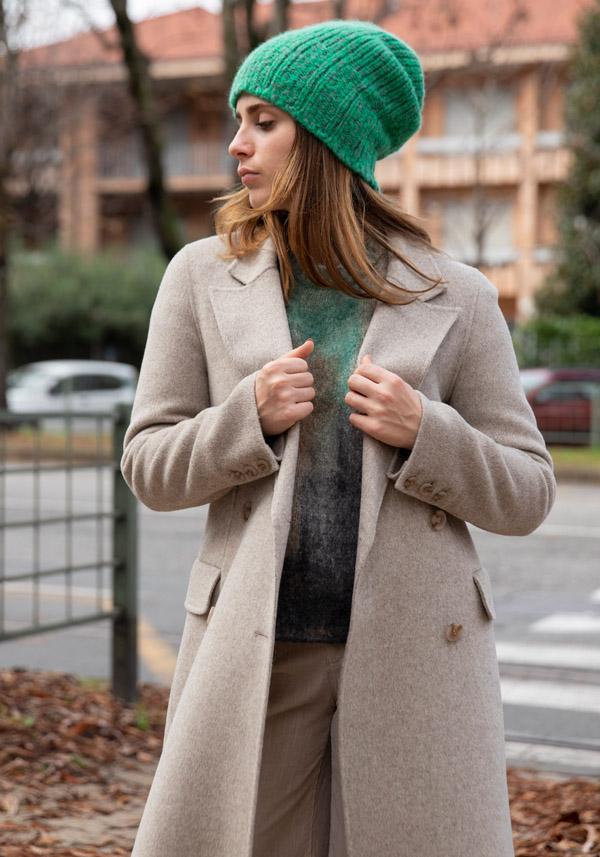 Rose & Lini ALMAROSA WOOL “COAT 535” TAUPE Grandi sconti
