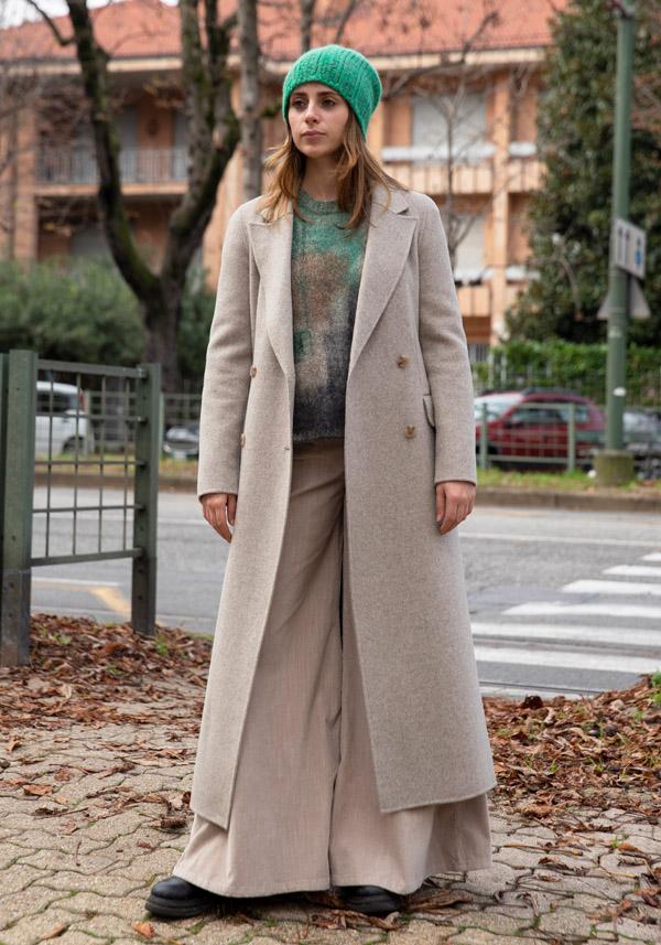 Rose & Lini ALMAROSA WOOL “COAT 535” TAUPE Grandi sconti