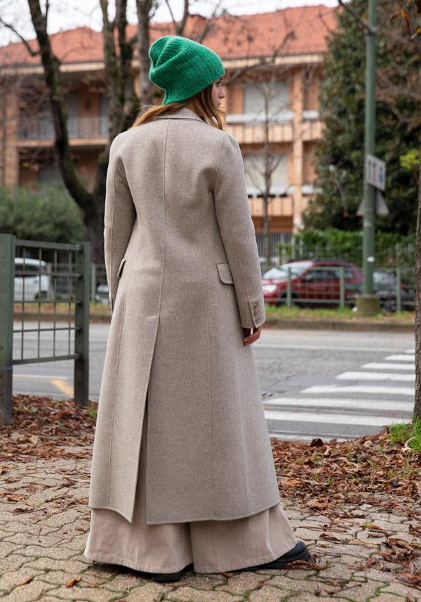 Rose & Lini ALMAROSA WOOL “COAT 535” TAUPE Grandi sconti