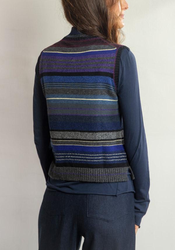 Rose & Lini DIANE DE CLERCQ CASHMERE & LAMB WOOL “COCOS” DENIM BLUE GILET Nuovi prodotti