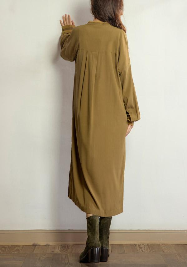 Rose & Lini KRISTENSEN DU NORD SILK “SHIRT DRESS 352” DARK OLIVE Rilascio limitato