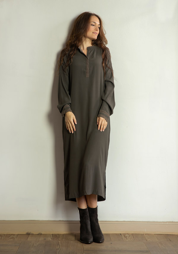 Rose & Lini KRISTENSEN DU NORD SILK “SHIRT DRESS 352” FOREST Ultimi tre giorni