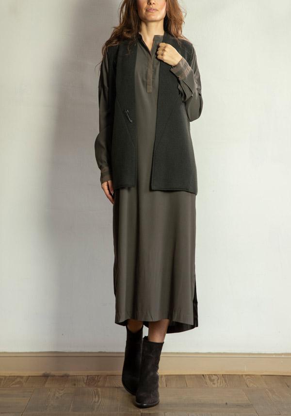 Rose & Lini KRISTENSEN DU NORD SILK “SHIRT DRESS 352” FOREST Ultimi tre giorni