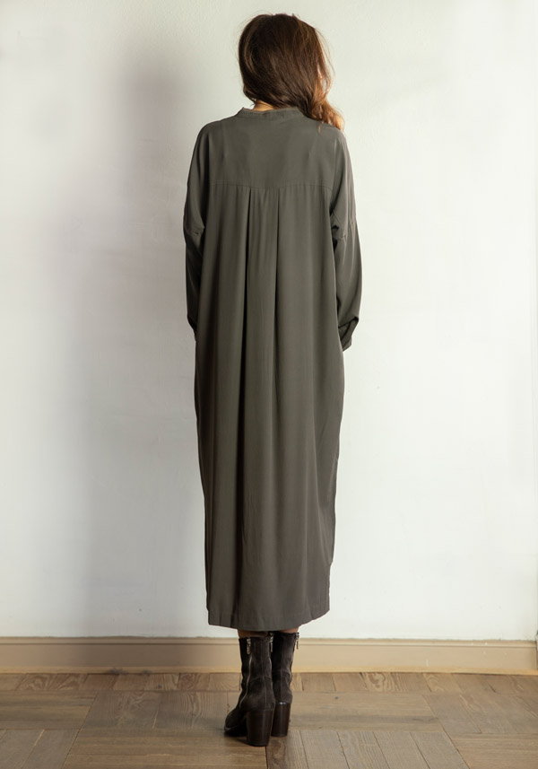 Rose & Lini KRISTENSEN DU NORD SILK “SHIRT DRESS 352” FOREST Ultimi tre giorni