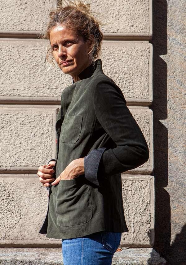Rose & Lini IBRIGU MILITARY SUEDE LEATHER JACKET 122 Ultimi due giorni