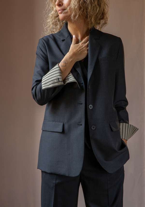 Rose & Lini IBRIGU CHARCOAL WOOL JACKET “MONOPETTO” Ultimo giorno