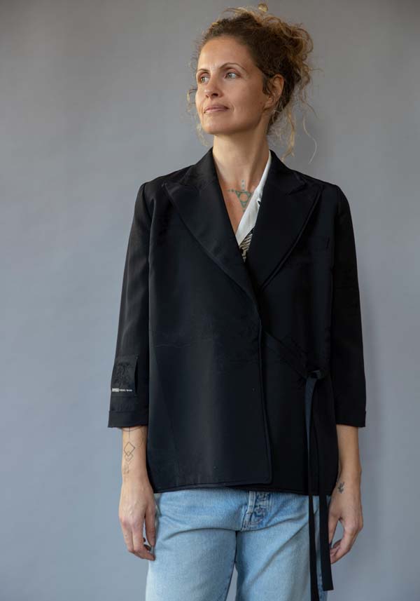 Rose & Lini IBRIGU SILK JACKET “INCROCIATA GJ42” BLACK Promozione temporanea