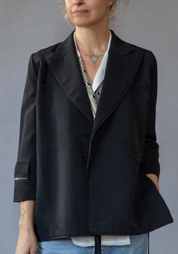 Rose & Lini IBRIGU SILK JACKET “INCROCIATA GJ42” BLACK Promozione temporanea
