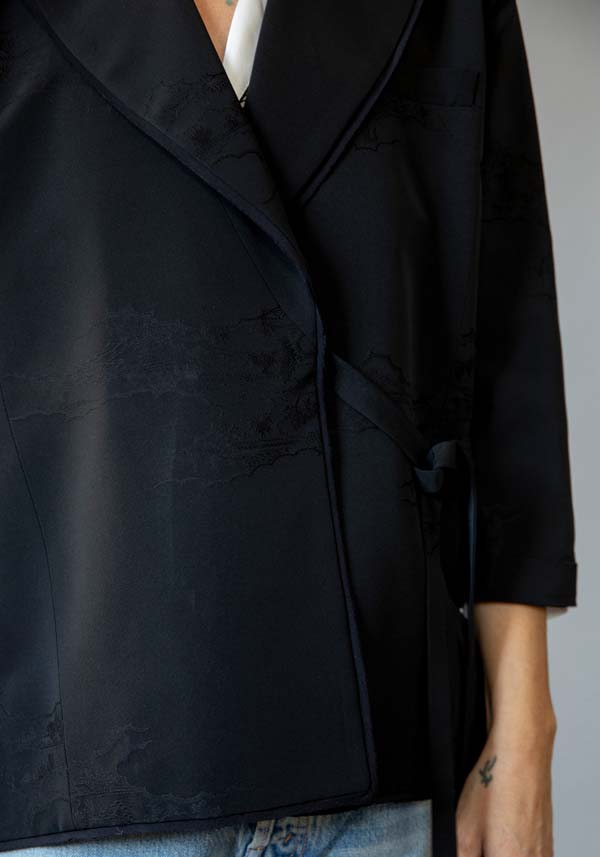 Rose & Lini IBRIGU SILK JACKET “INCROCIATA GJ42” BLACK Promozione temporanea