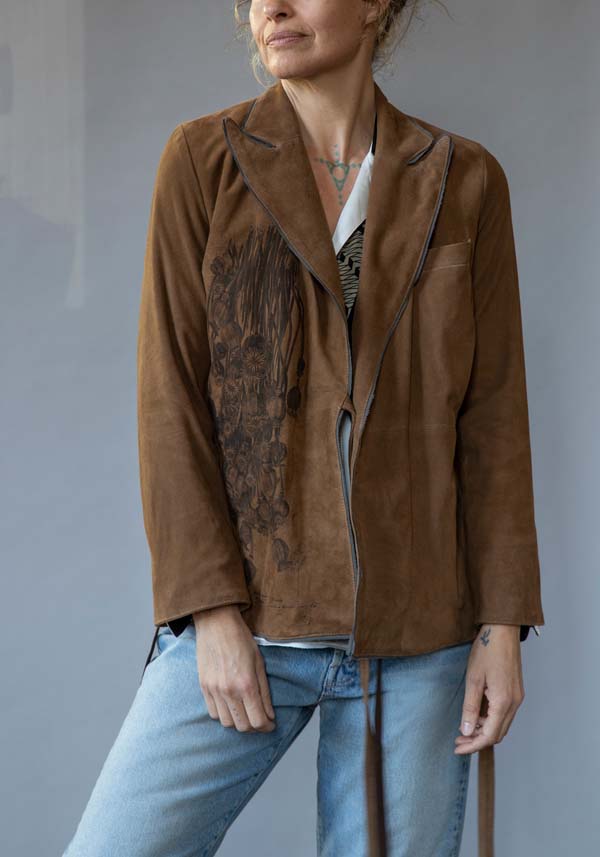 Rose & Lini IBRIGU SUEDE LEATHER JACKET “INCROCIATA GJ42” CARAMEL Fino al 50% di sconto