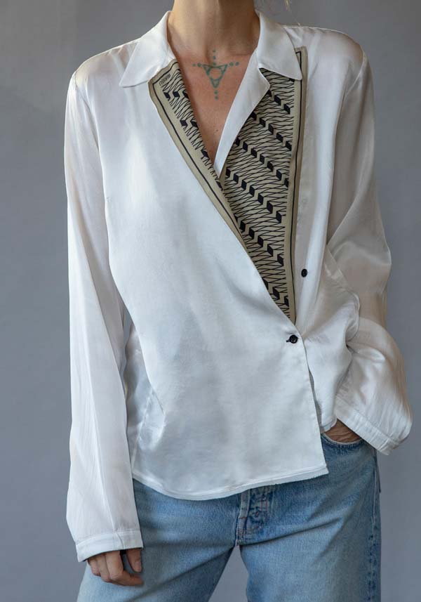 Rose & Lini IBRIGU PRINTED SILK “SHIRT CM20” WHITE Fino al 60% di sconto