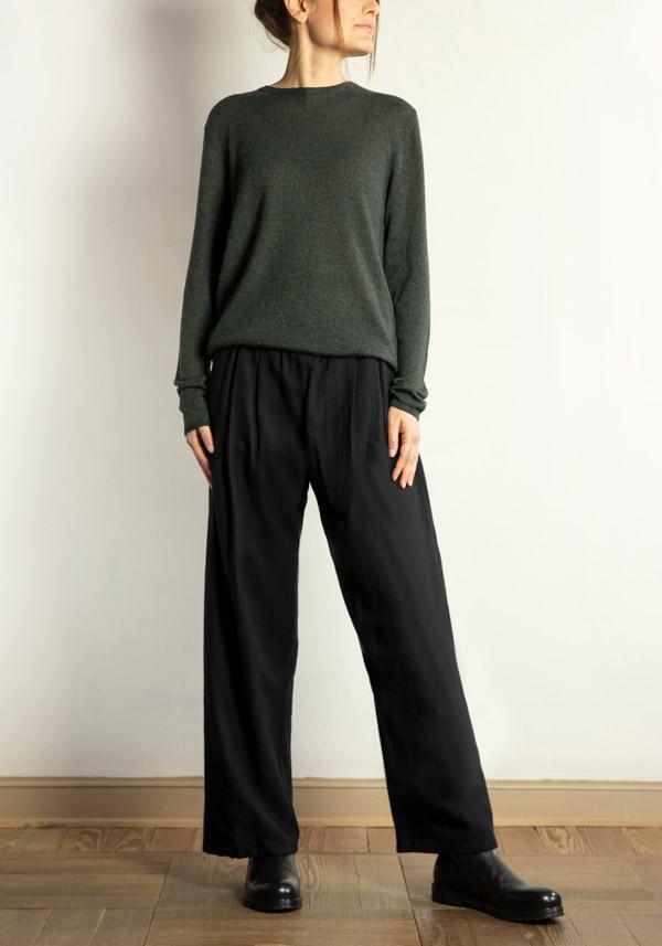 Rose & Lini APUNTOB COTTON & WOOL “PANTS 1382” BLACK Fino al 55% di sconto