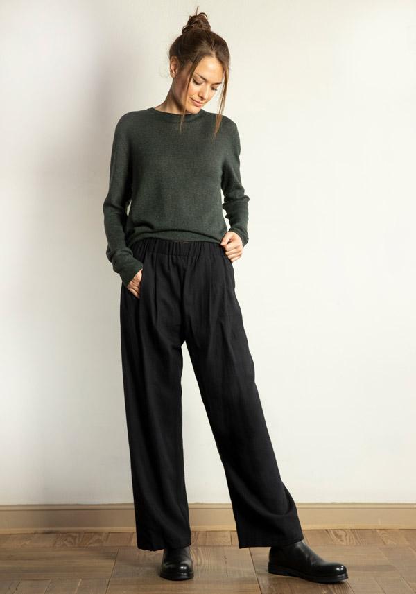 Rose & Lini APUNTOB COTTON & WOOL “PANTS 1382” BLACK Fino al 55% di sconto