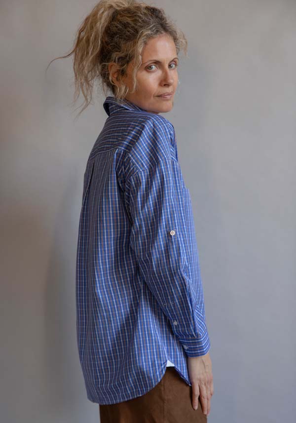 Rose & Lini FINAMORE BLUETTE STRIPED “SONIA” SHIRT Trasporto libero internazionale