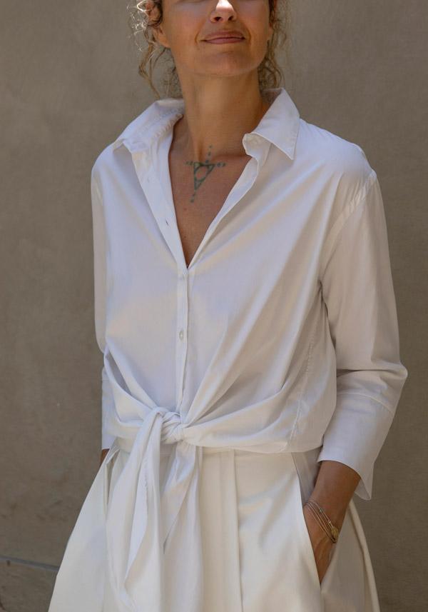 Rose & Lini FINAMORE COTTON “SARAH” WHITE SHIRT Esporta salva