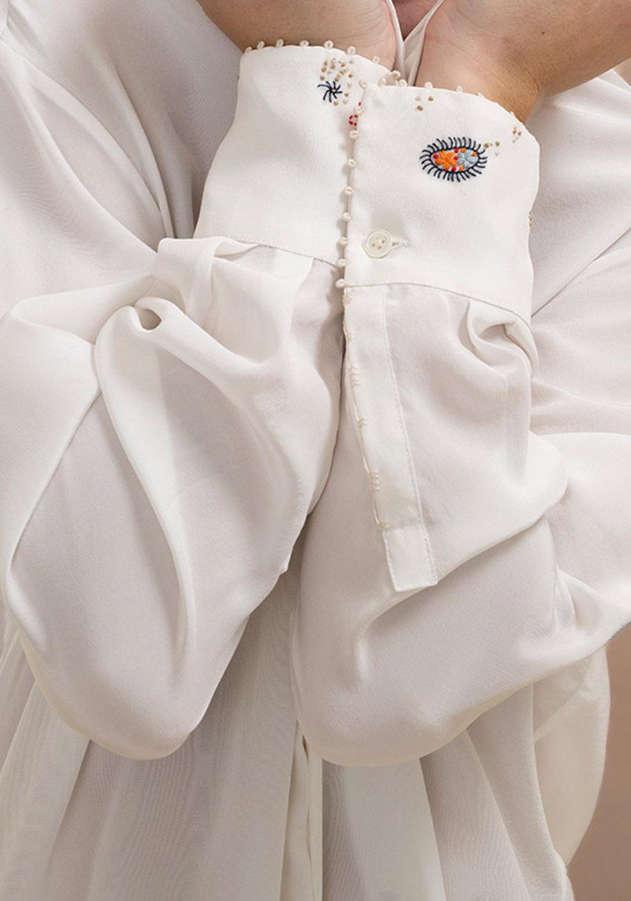 Rose & Lini AN AN LONDREE SILK “LONG BLOUSE” WHITE Italy
